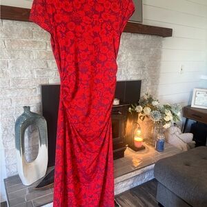 Red Floral Maxi Dress - Elegant Women's Long Dress